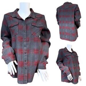 #T105 White Crow Thick Red & Grey Flannel Shirt SZ L $79